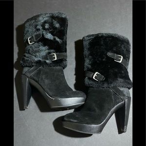 Nine West Suede And Faux Fur Platform Boot